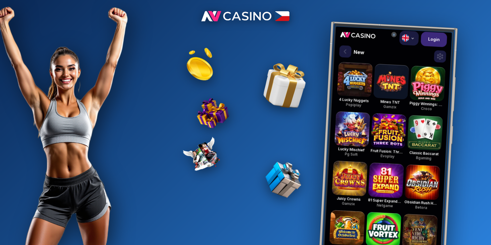 Mobilní aplikace NV Casino zobrazující sloty a sportovní sázky na dvou telefonech