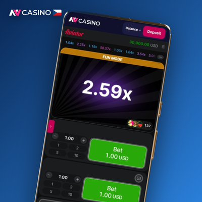 Panel s historií multiplikátorů v Aviator NV Casino – přehled minulých kol