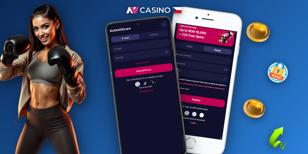 Uživatel dokončuje vytvoření účtu v NV Casino a vidí zelené potvrzení na obrazovce