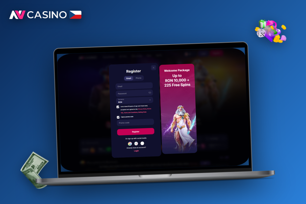 Smartphone s 2FA kódem vedle přihlašovací obrazovky NV Casino pro bezpečnou registraci